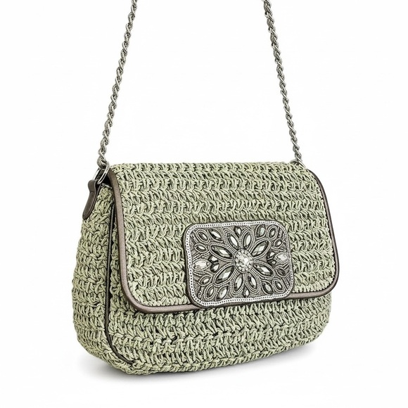 Brighton Handbags - NWOT! Brighton Sage Crochet Jeweled Shoulder Bag